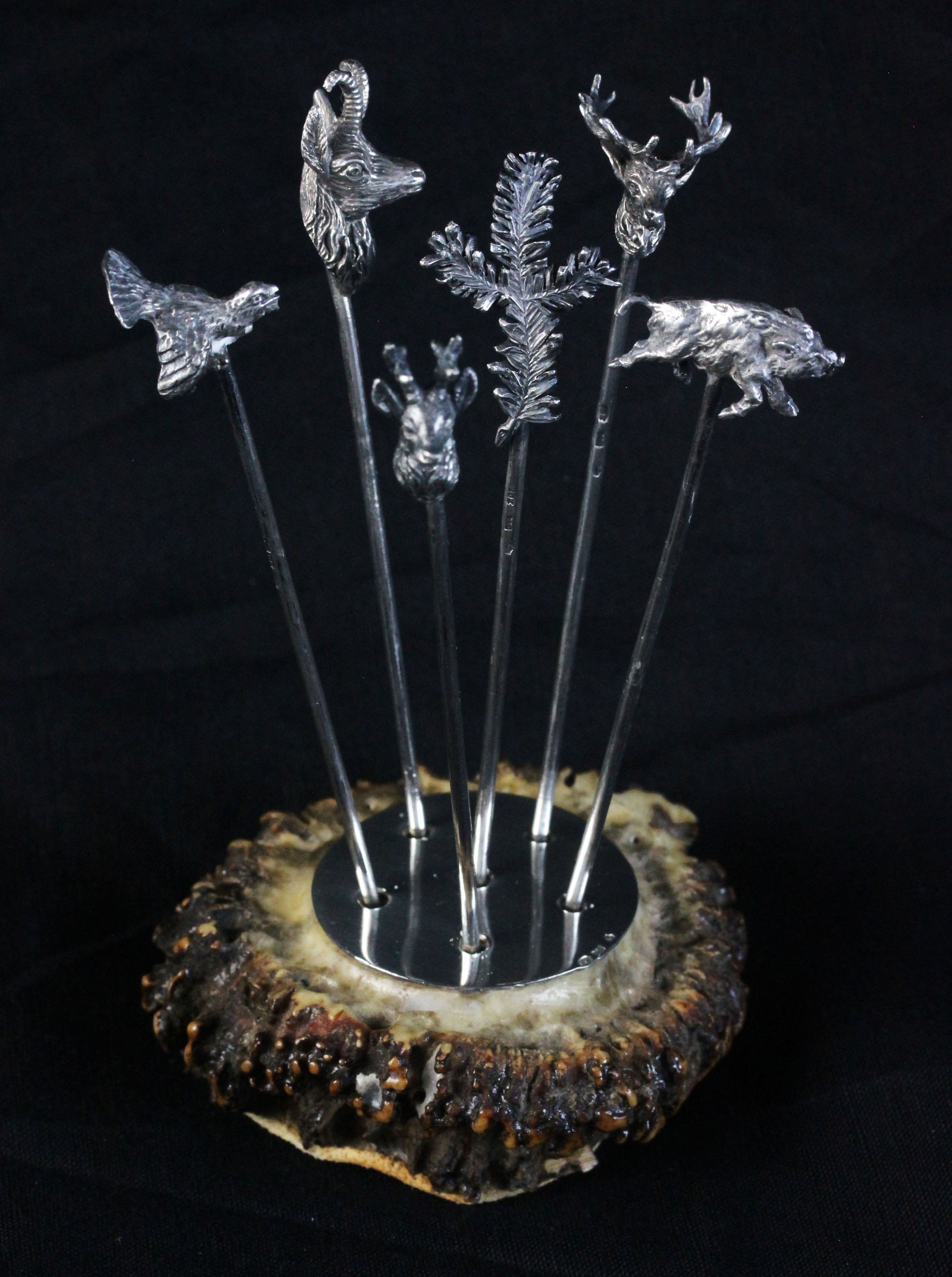 Silver cheese sticks with hunting motives  vc