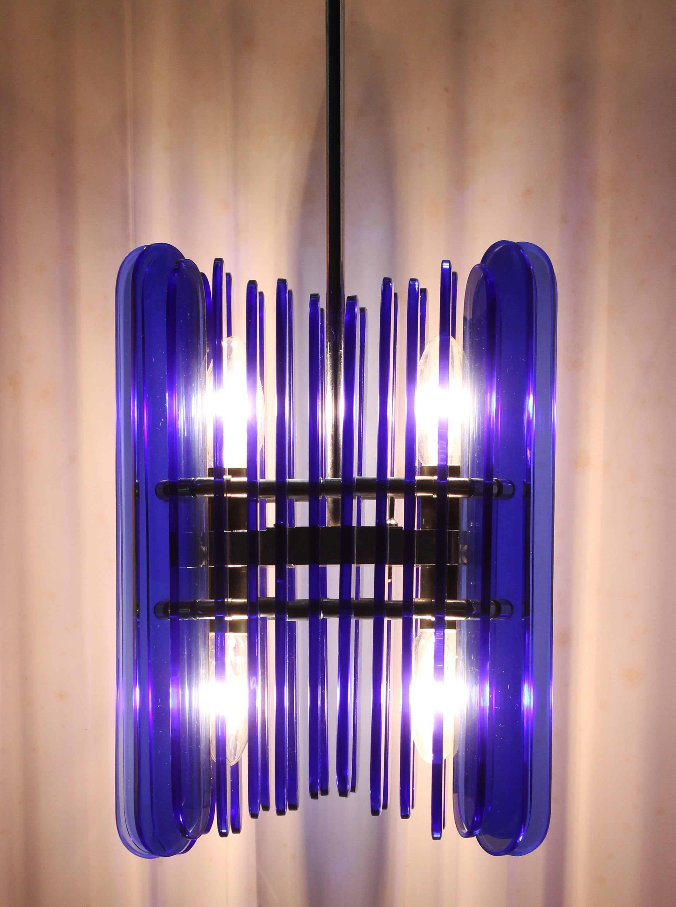 Cobalt blue glas Murano lamp from the 70 ies