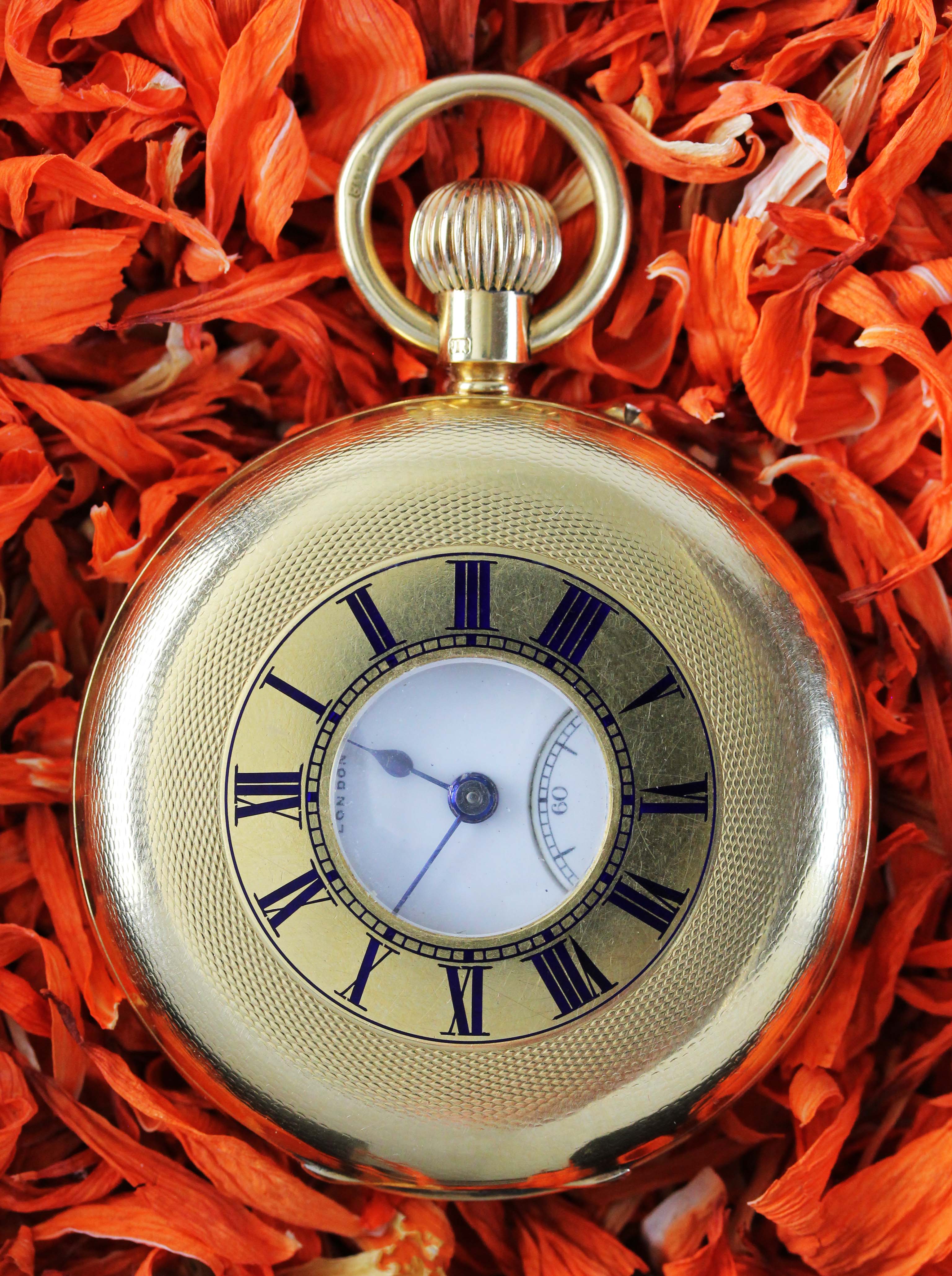 Golden DENT "Half Hunter" pocket watch from 1885
