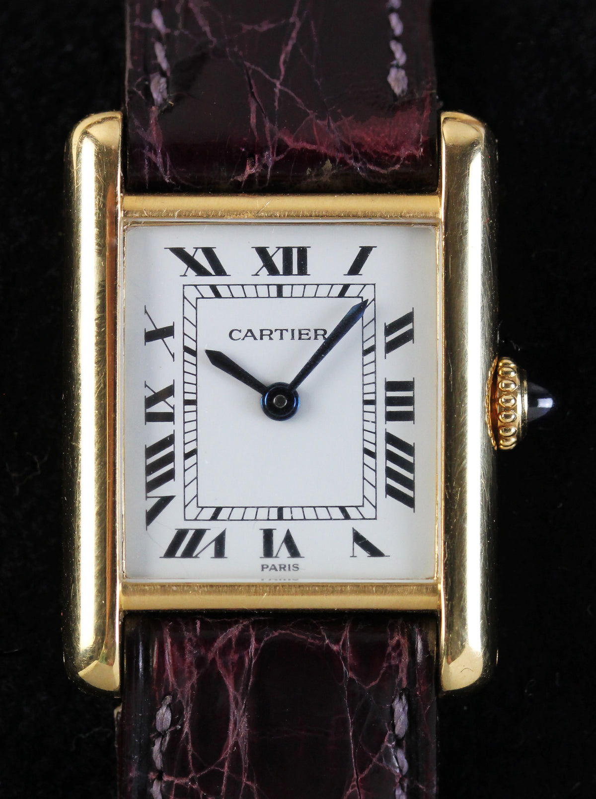 CARTIER Tank, ref. 78087 from 1975 with CARTIER folding clasp in gold