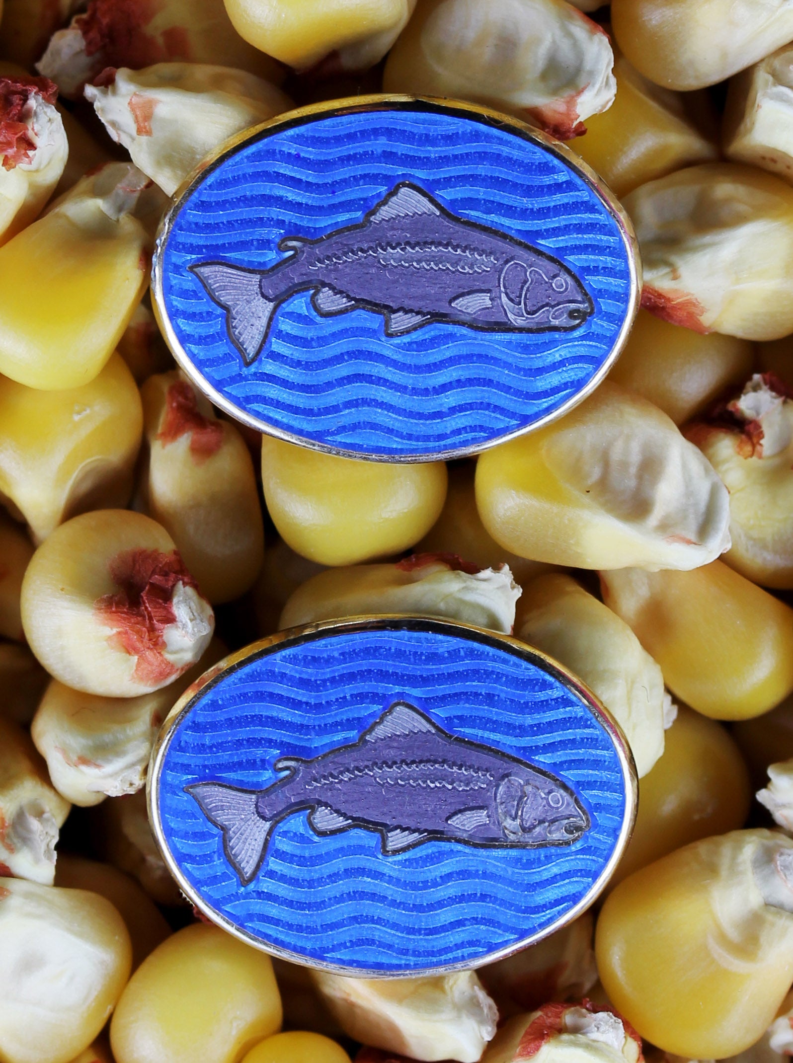 High quality salmon cufflinks made by Deakin & Francis in 1997