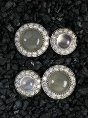 High quality white gold Cufflinks with moonstones & 60 fine diamonds