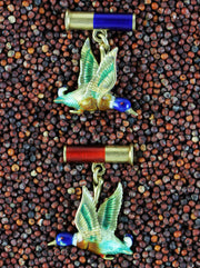 Golden dug hunting cufflinks with colorful enamel
