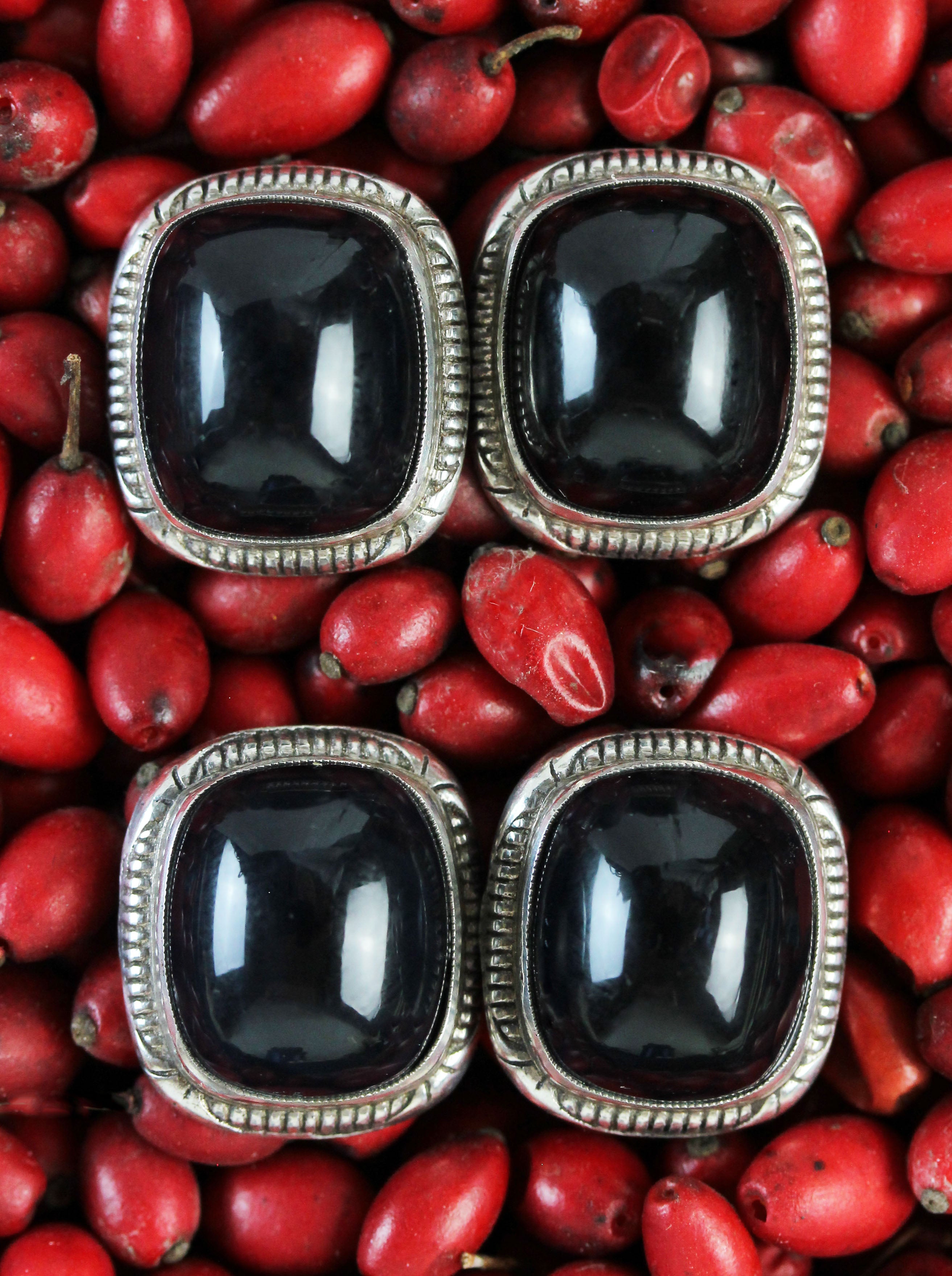 Pair of silver cufflinks with onyx