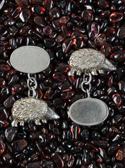 Silver cufflinks with a hedgehog