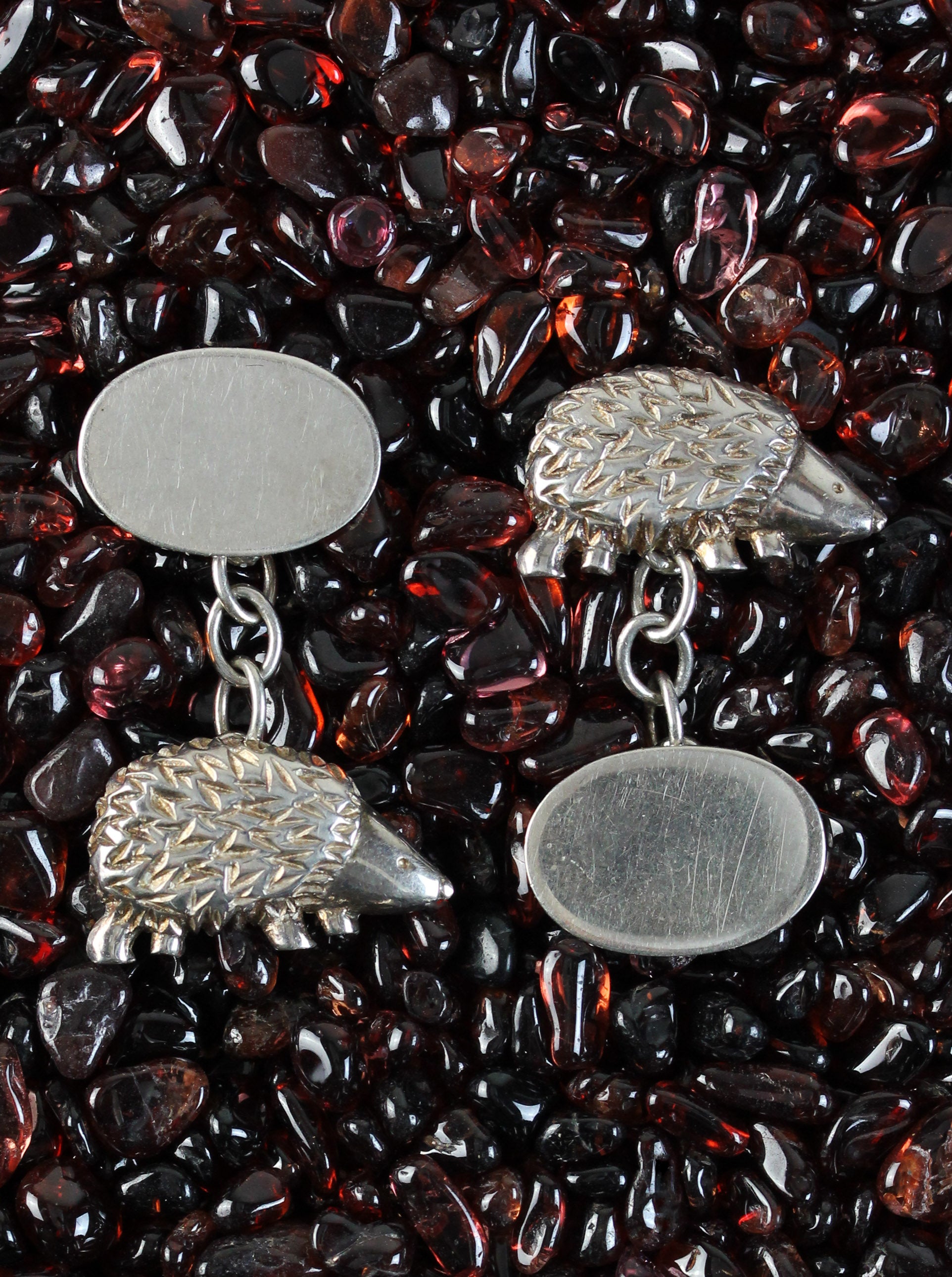 Silver cufflinks with a hedgehog