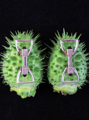 Silver stirrup cufflinks with onyx