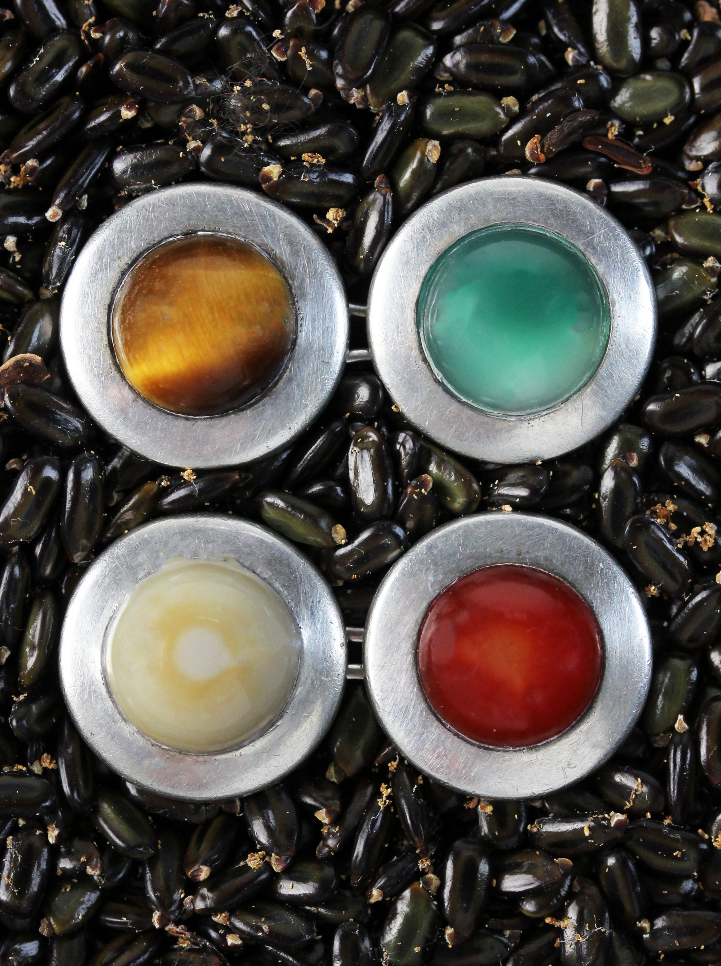 Colorful silver cufflinks