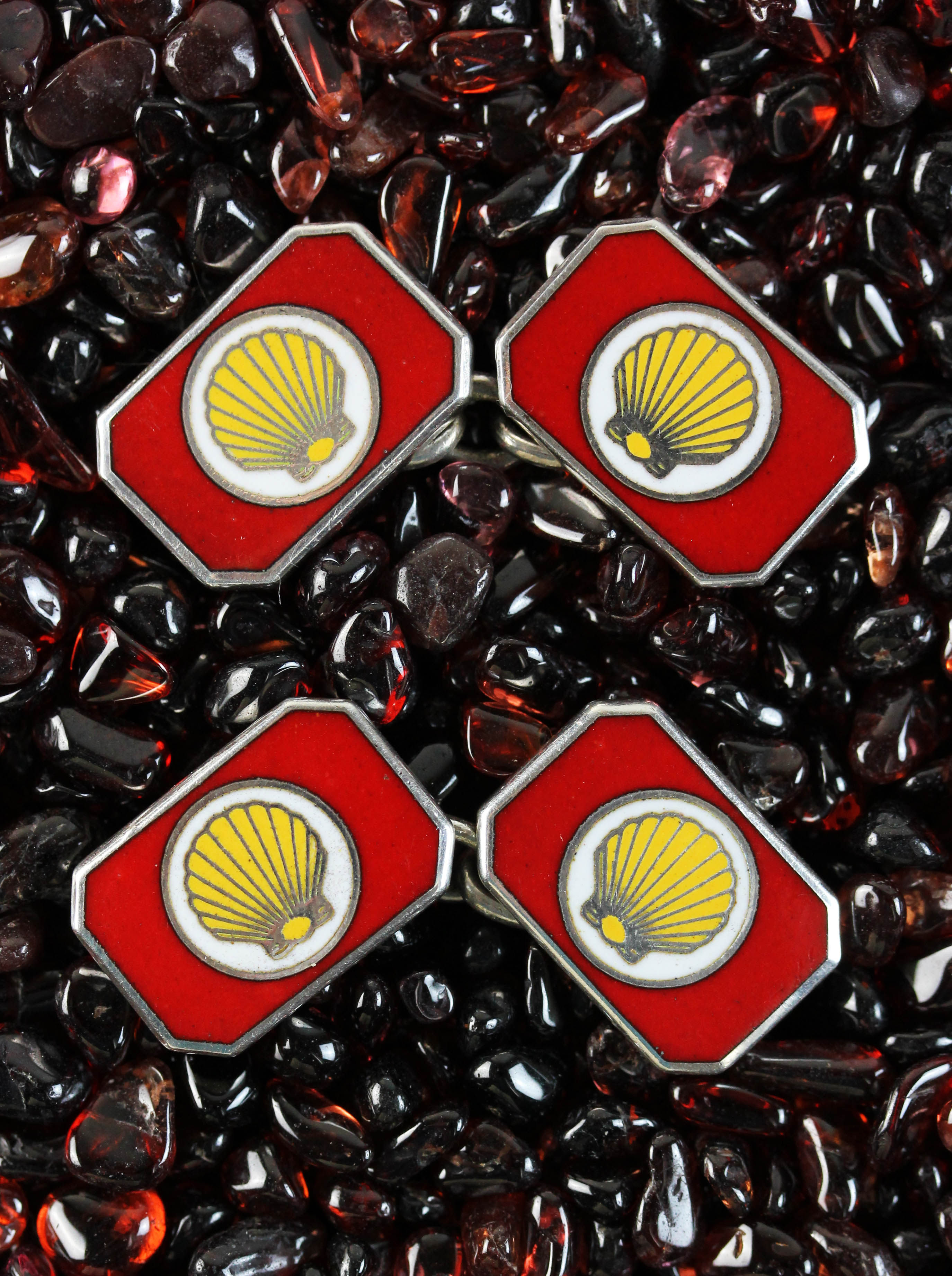 An extremely rare pair of silver Shell cufflinks from 1957