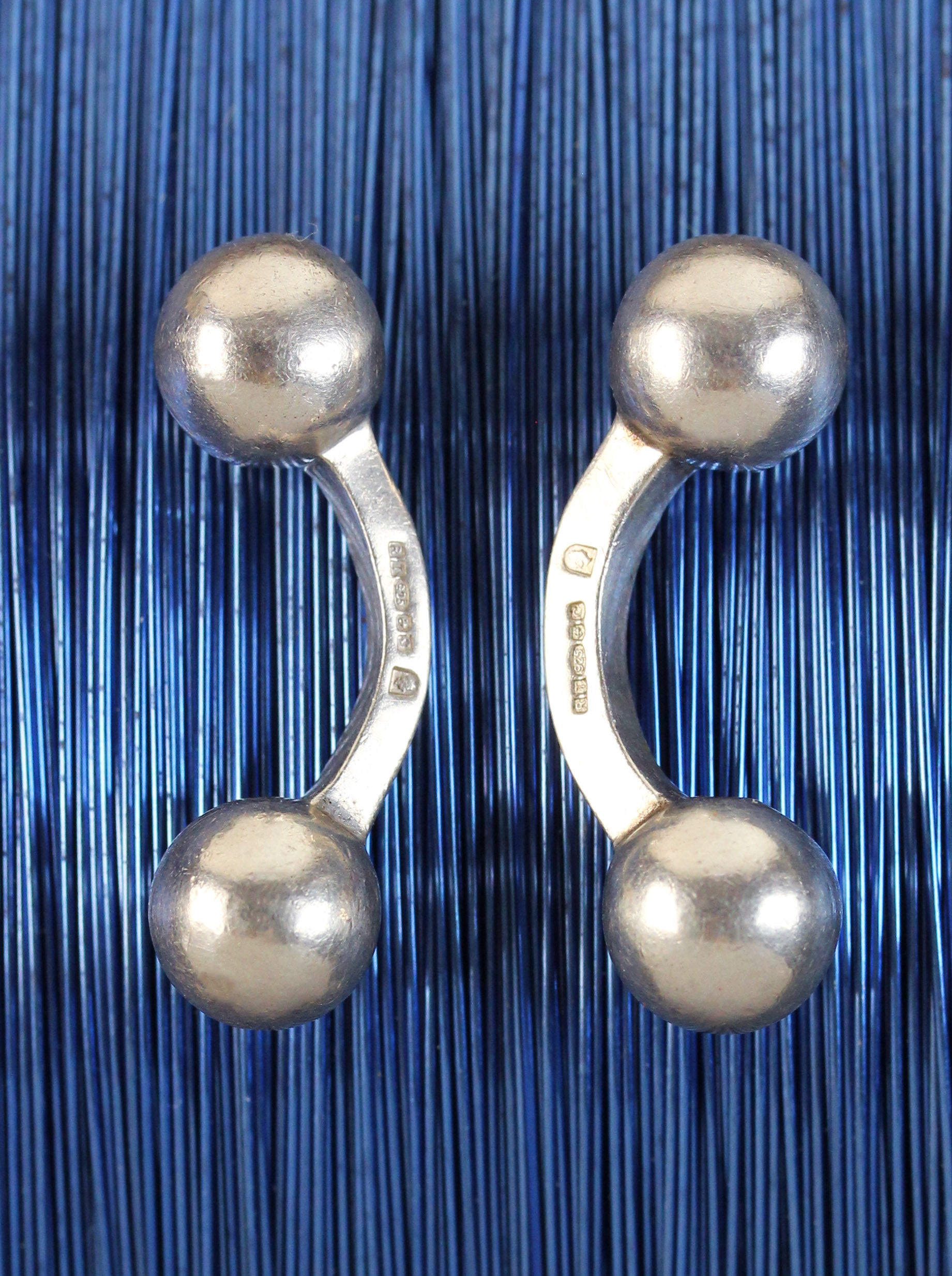 Solid silver made dumbbell cufflinks from 1977