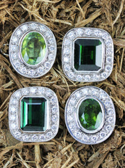 Very elegant white golkd cufflinks with green tourmalines & diamonds