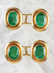 Elegant gold cufflinks with high quality emeralds