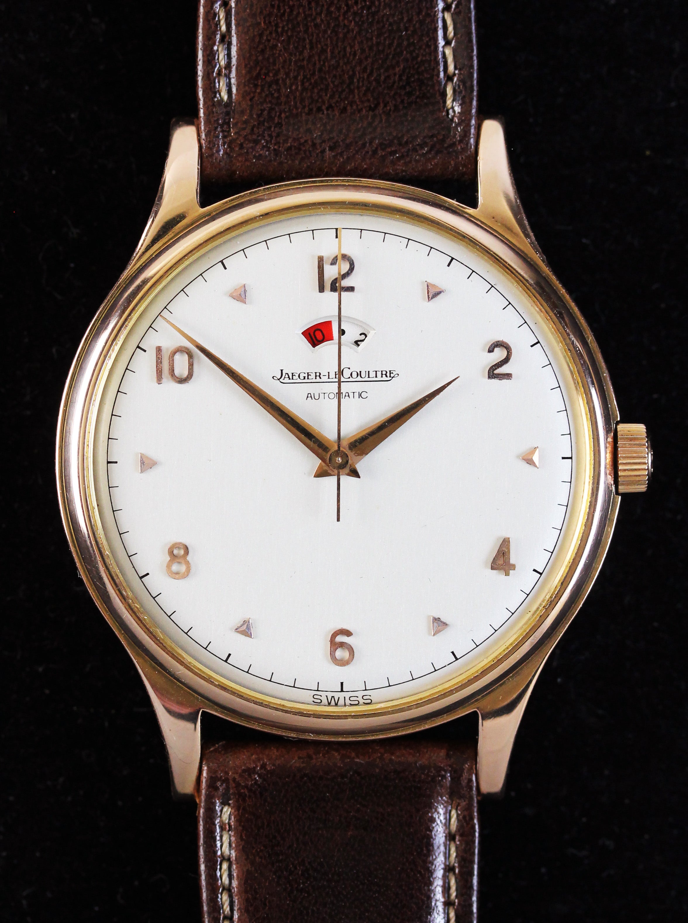 Extremely rare rose gold JLC from 1958 with power reserve display