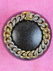 Solid made gold tank bracelet of about 136 grams with diamonds