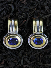 High quality gold ear studs with sapphires