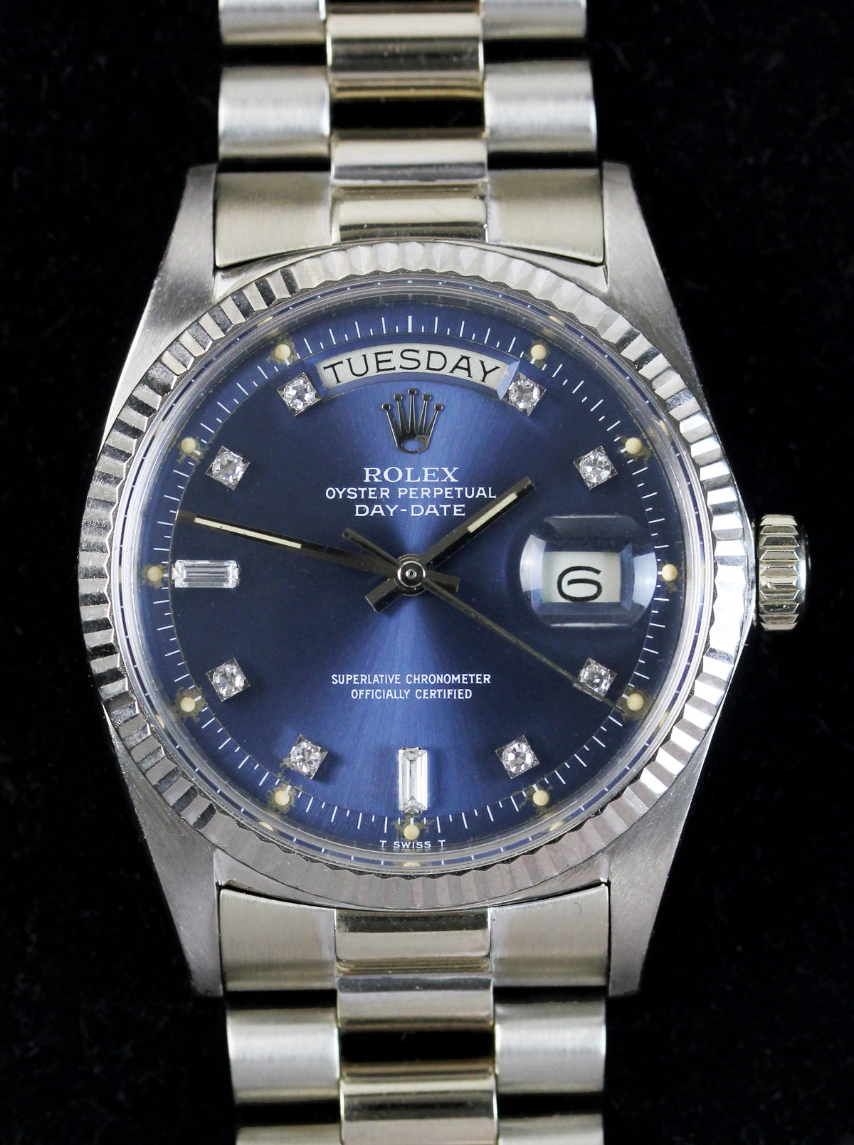 ROLEX Day-Date, ref. 1803 from 1971, with rare diamond blue dial
