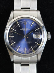ROLEX Date from 1974, ref. 1500, with rare blue "long minute dial"