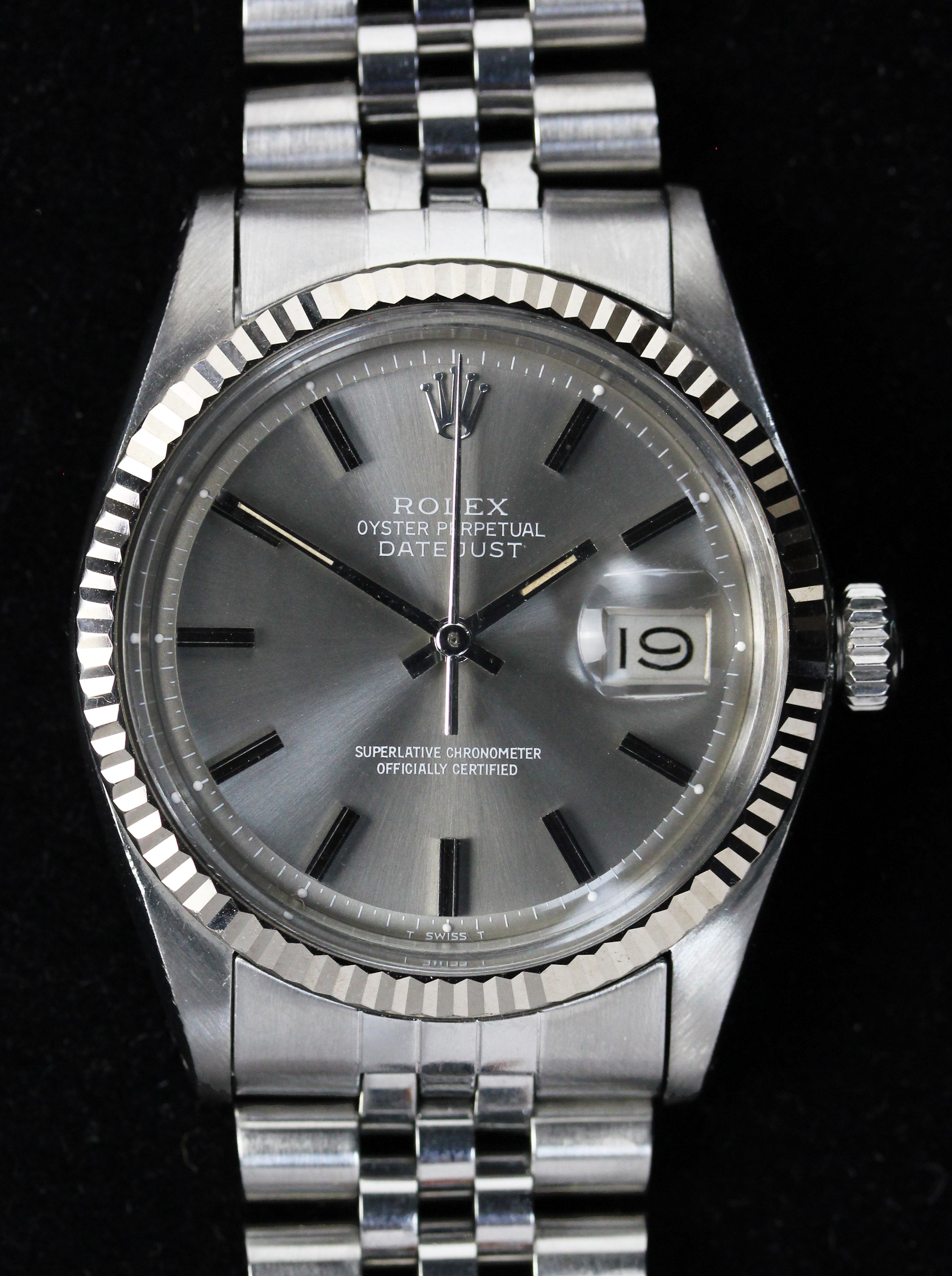 ROLEX Datejust from 1975, ref. 1601, with a rare grey ghost dial