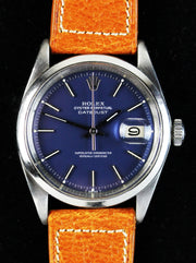 Fine ROLEX Datejust, ref. 1600, from 1972 with rare blue dial