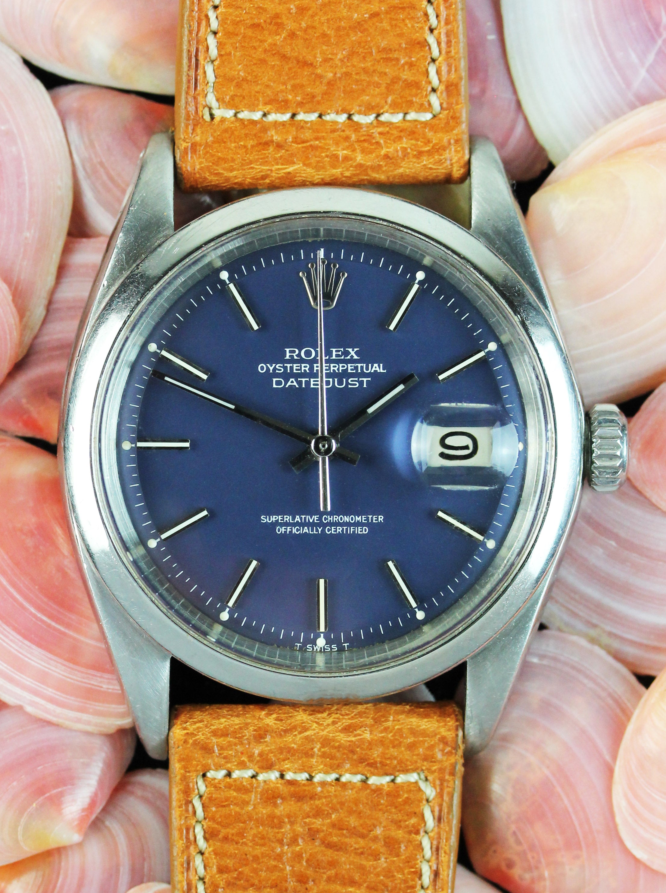 Fine ROLEX Datejust, ref. 1600, from 1972 with rare blue dial
