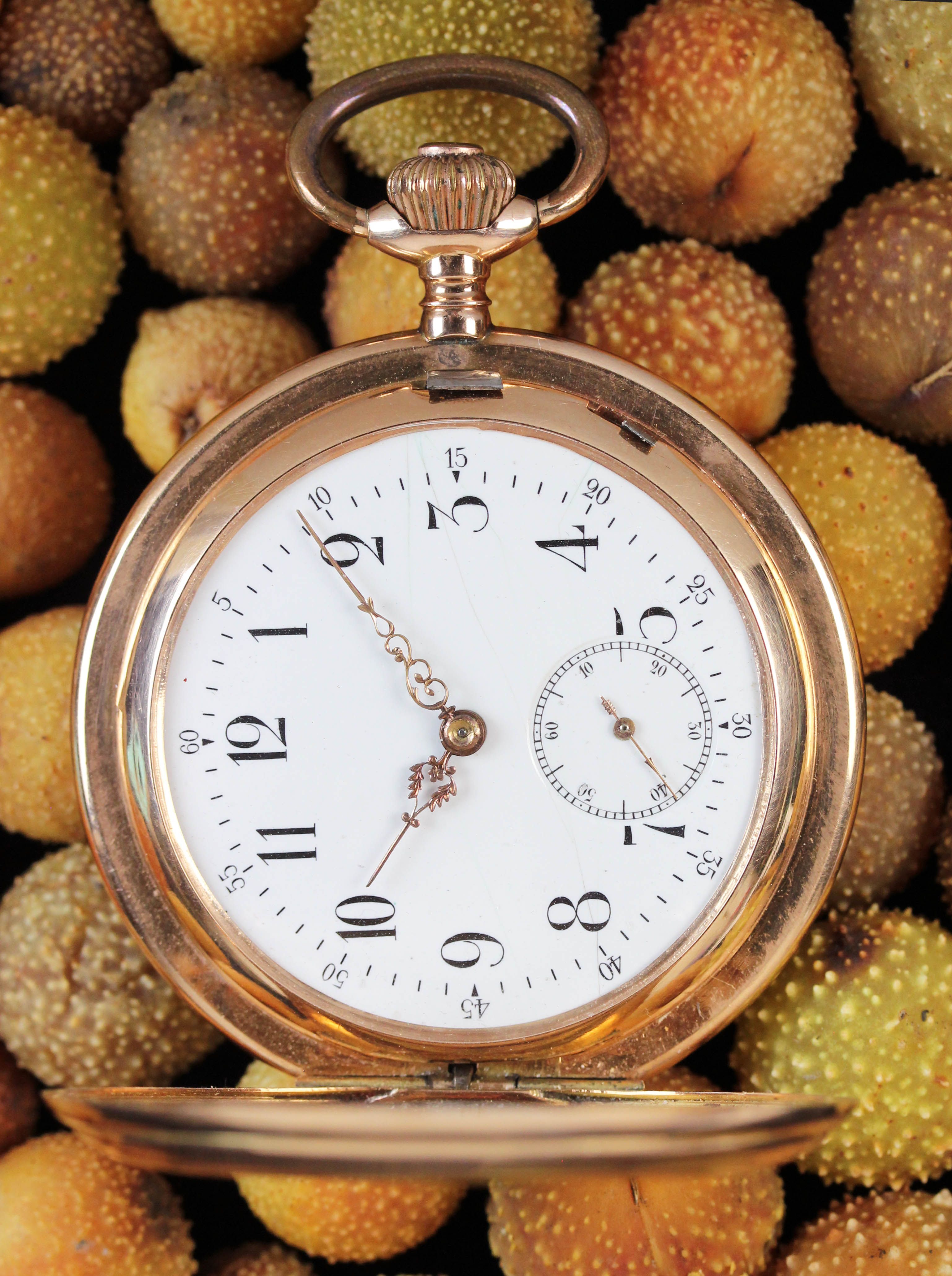 Rose gold savonette pocket watch signed "Systeme Glashütte"