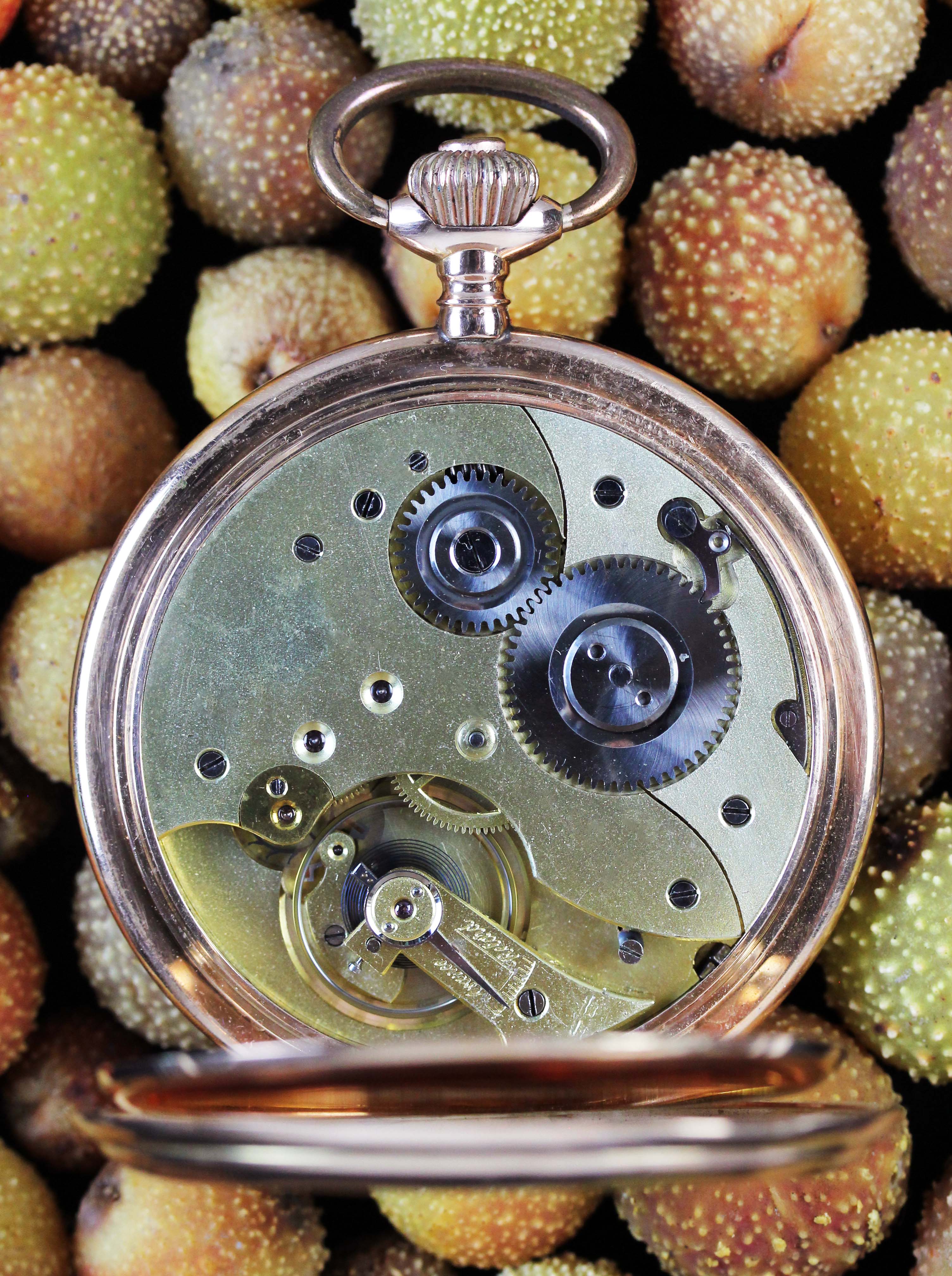 Rose gold savonette pocket watch signed "Systeme Glashütte"