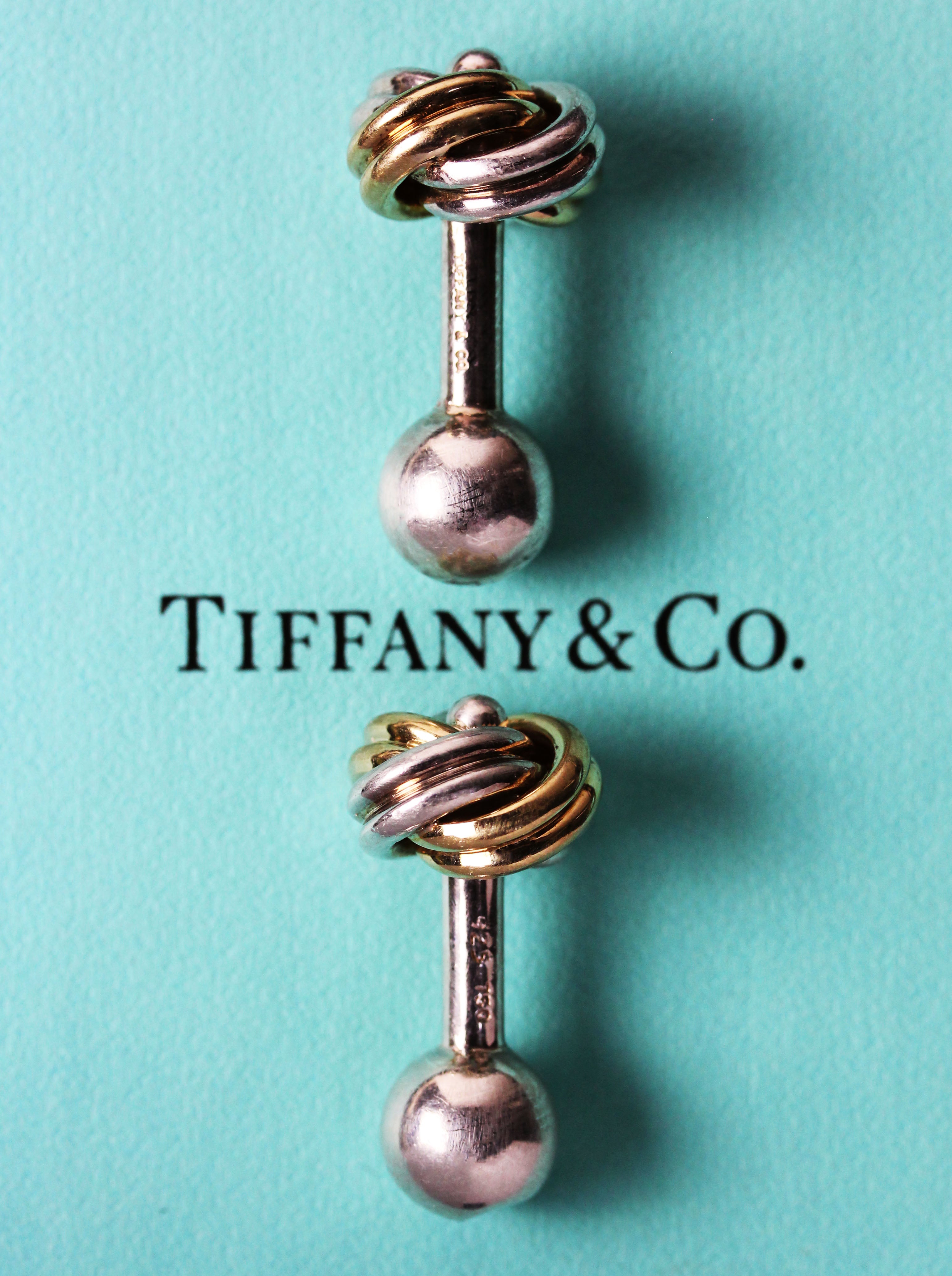 Extremely rare knot cufflinks in silver & gold made by TIFFANY & Co.
