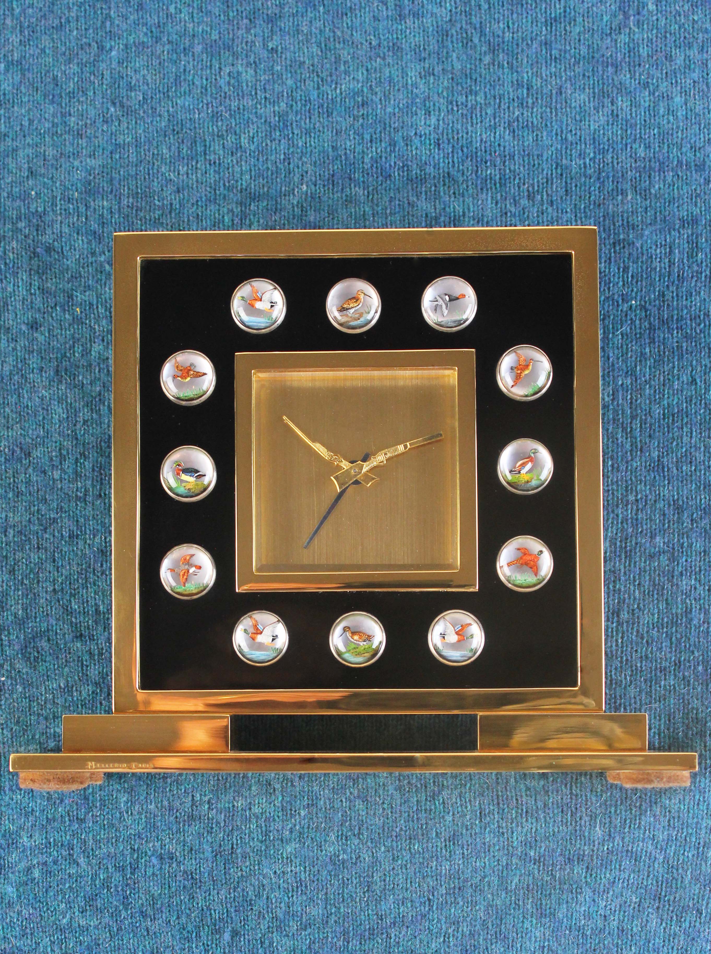 Fine table clock by MELLERIO & MELLER, Paris, with hunting motives