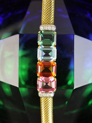 Colorful gold bracelet with high quality gemstones